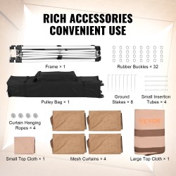 Paviljonki 11x11 jalkaa PU-pinnoitettu 250D-Oxford-kangas metallirunko hyttysverkko 8–10 hengelle