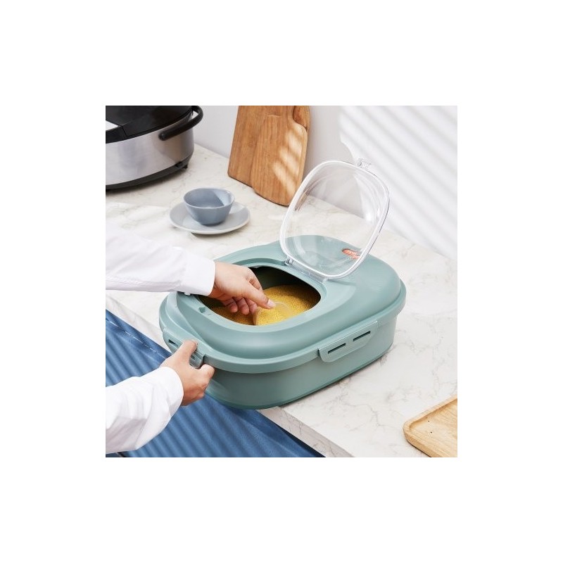 Taittuva lemmikinruokasäiliö 25 l PP ja TRP vihreä tiivis kansi pohjarullilla