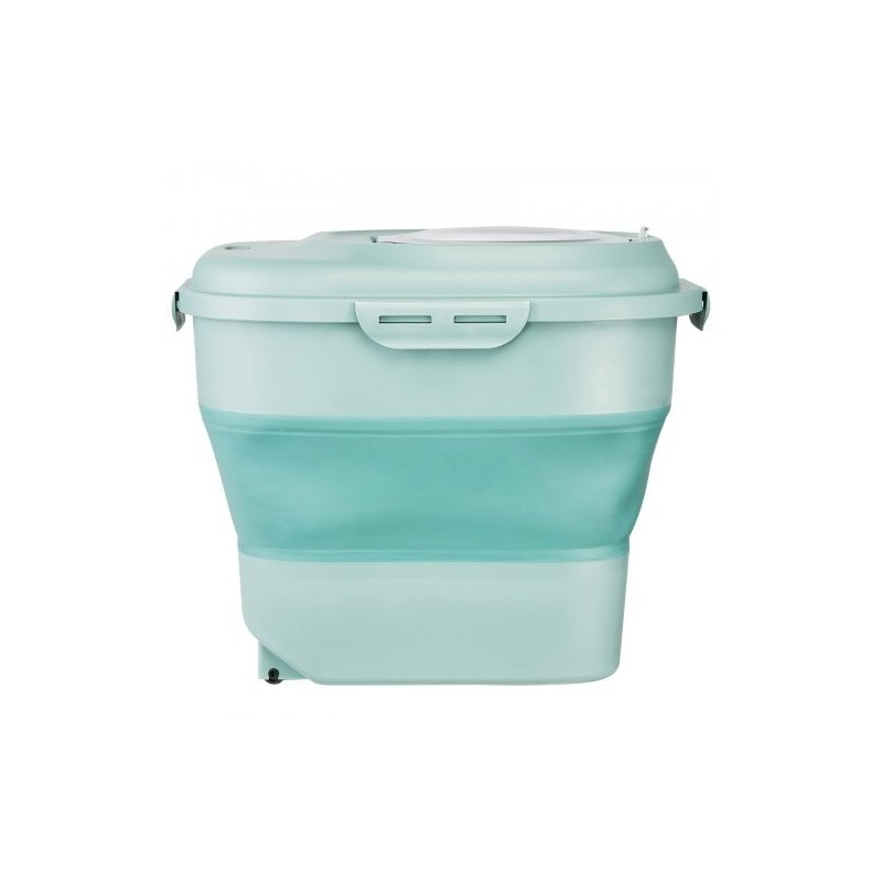 Taittuva lemmikinruokasäiliö 25 l PP ja TRP vihreä tiivis kansi pohjarullilla