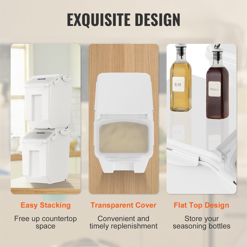 Säilytysastiat 2 kpl 15 l elintarvikekelpoinen PP-muovi ilmatiiviisillä kansilla pyörillä