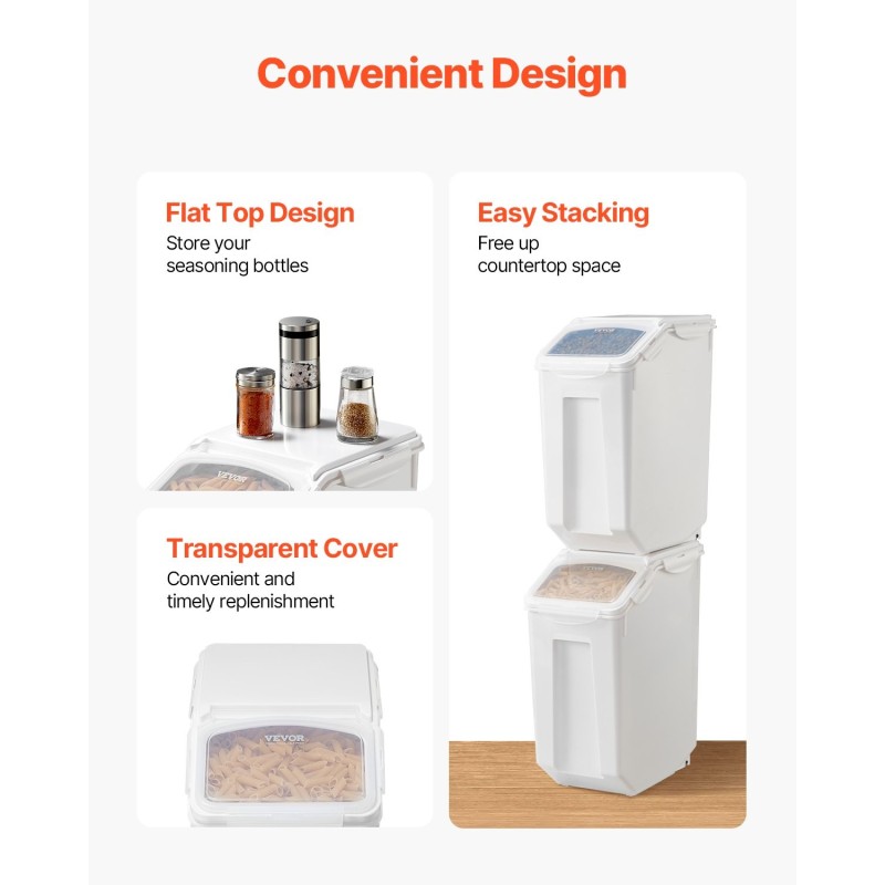 Kuivaruokasäilytysastia polypropeeni 20 l 2 kpl pyörillä tiivis kansi mittakupit