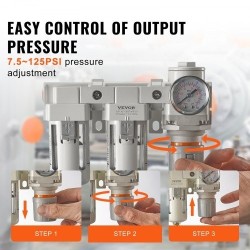 Paineilmasuodatin ja paineensäädin 3/8 NPT kaksivaiheinen 5μm messinkinen suodatinelementti polykarbonaattikulho