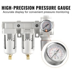 Paineilmasuodatin ja paineensäädin 3/8 NPT kaksivaiheinen 5μm messinkinen suodatinelementti polykarbonaattikulho