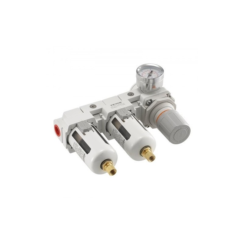 Paineilmasuodatin ja paineensäädin 3/8 NPT kaksivaiheinen 5μm messinkinen suodatinelementti polykarbonaattikulho