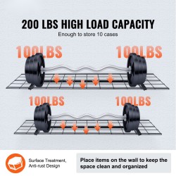 Seinäasennettava teräshylly 2 tasoa 122 x 30,5 cm 90,7 kg/taso autotalliin
