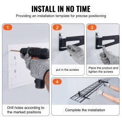 Seinäasennettava teräshylly 2 tasoa 122 x 30,5 cm 90,7 kg/taso autotalliin