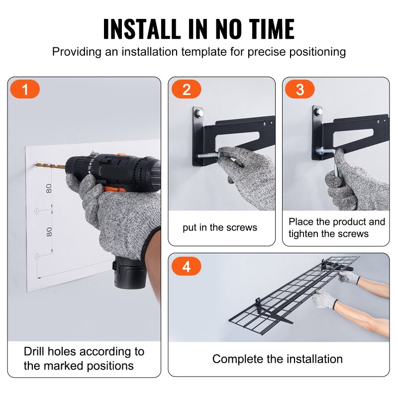 Seinäasennettava teräshylly 2 tasoa 122 x 30,5 cm 90,7 kg/taso autotalliin