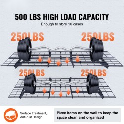 Teräksiset seinään asennettavat autotallin säilytyshyllyt 2 kpl 183x61 cm 227 kg/taso