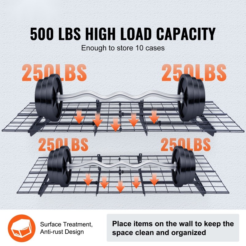 Teräksiset seinään asennettavat autotallin säilytyshyllyt 2 kpl 183x61 cm 227 kg/taso