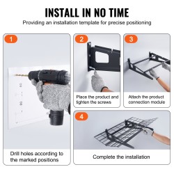 Teräksiset seinään asennettavat autotallin säilytyshyllyt 2 kpl 183x61 cm 227 kg/taso
