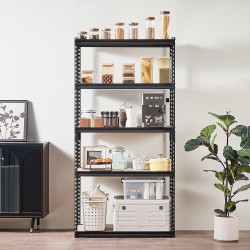Metallinen säilytyshylly 5 tasoa säädettävät MDF hyllyt teräsrunko 907 kg musta