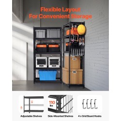 Säilytyshylly jauhepinnoitettu metallinen 5 tasoa säädettävä 1829 mm 907 kg