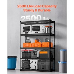 Metallinen varastohylly 5-tasoinen säädettävillä tasoilla 1134 kg kantavuus musta