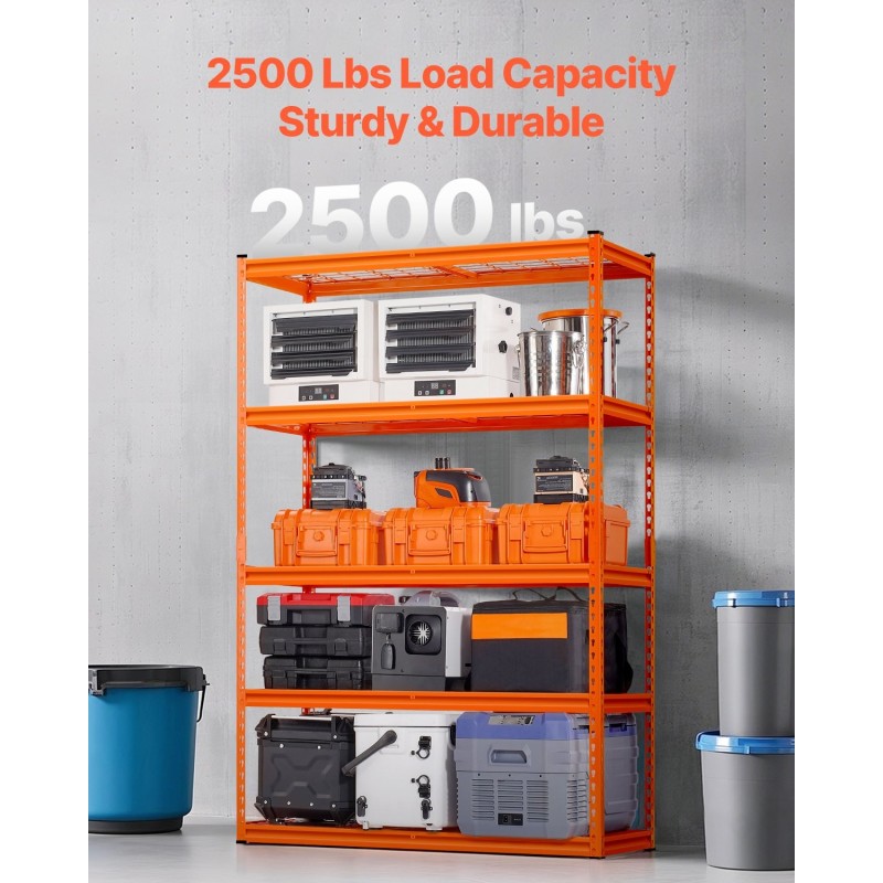 Metallinen säilytyshylly jauhemaalattu teräs 5-tasoinen säädettävä 1134 kg 457x1219x1829 mm