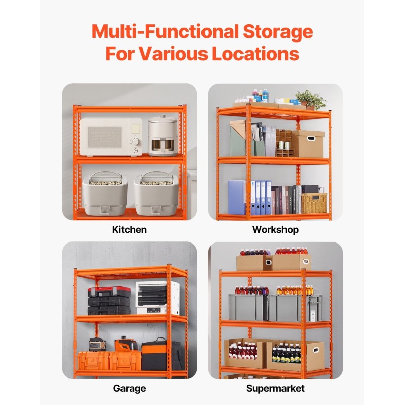 Varastohylly jauhemaalattua terästä nelitasoinen 508×1016×1524 mm 1089 kg