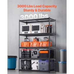 Metallinen autotallihylly jauhemaalattua terästä 5 tasoa säädettävä 1361 kg kantavuus