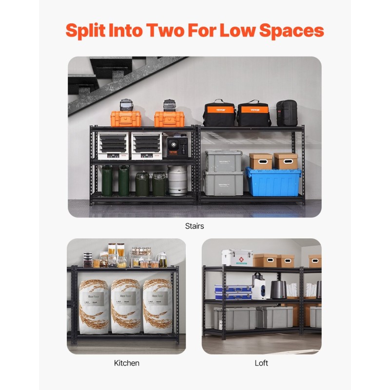Metallinen autotallihylly jauhemaalattua terästä 5 tasoa säädettävä 1361 kg kantavuus
