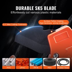 PVC-putkileikkuri 0-63 mm räikkätoiminen SK5-terä alumiinirunko varaterä mukana