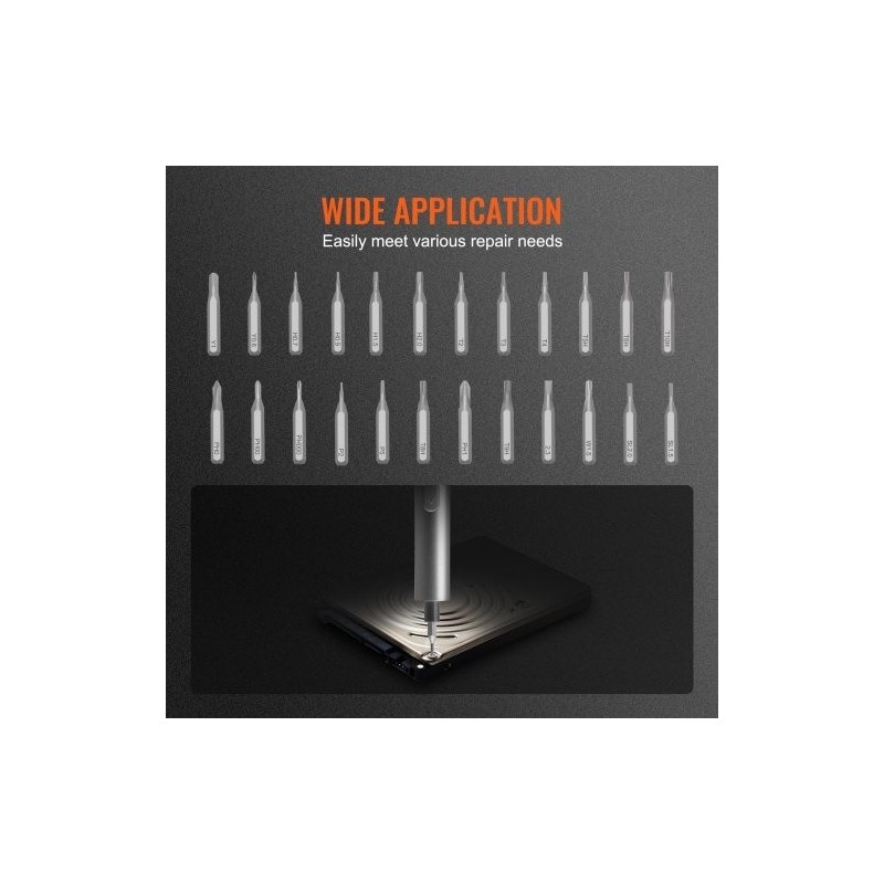 Miniruuvimeisseli 4V ladattava 24 kärkeä S2-terästä valolla 350mAh akulla