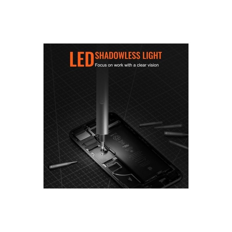 Miniruuvimeisseli 4V ladattava 24 kärkeä S2-terästä valolla 350mAh akulla