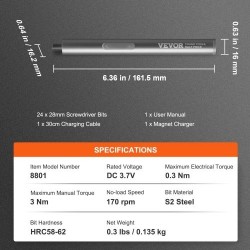 Miniruuvimeisseli 4V ladattava 24 kärkeä S2-terästä valolla 350mAh akulla
