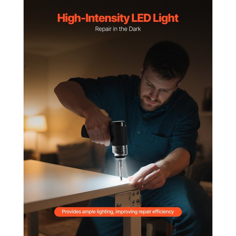 Johdoton sähköruuvimeisseli 32 kärkeä 0,5–5 N·m 2500 mAh akku digitaalinen näyttö