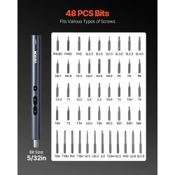 Sähköinen tarkkuusruuvimeisselisarja 48 S2-teräskärkeä magneettikotelo LED-valo Type-C-lataus