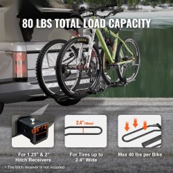 Vetokoukkuun kiinnitettävä alusta-tyylinen pyöräteline 1–2 pyörälle enintään 2,4 tuuman renkaisiin