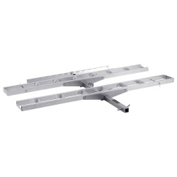 Moottoripyöräteline alumiininen kahdelle pyörälle kahden tuuman vetokoukun vastaanottimelle itsesäilyttävällä rampilla