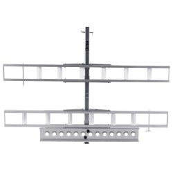 Moottoripyöräteline alumiininen kahdelle pyörälle kahden tuuman vetokoukun vastaanottimelle itsesäilyttävällä rampilla