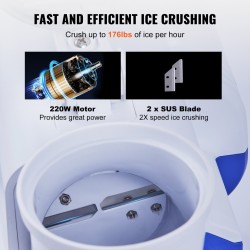 Sähköinen jäämurskain ABS-runko 80 kg tunnissa kotiin ja ammattikäyttöön