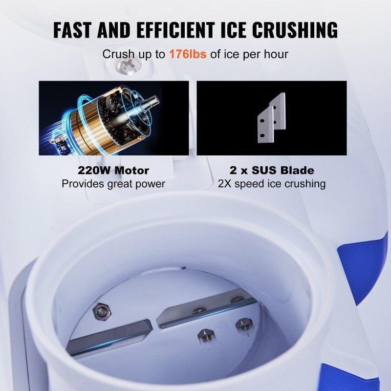 Sähköinen jäämurskain ABS-runko 80 kg tunnissa kotiin ja ammattikäyttöön