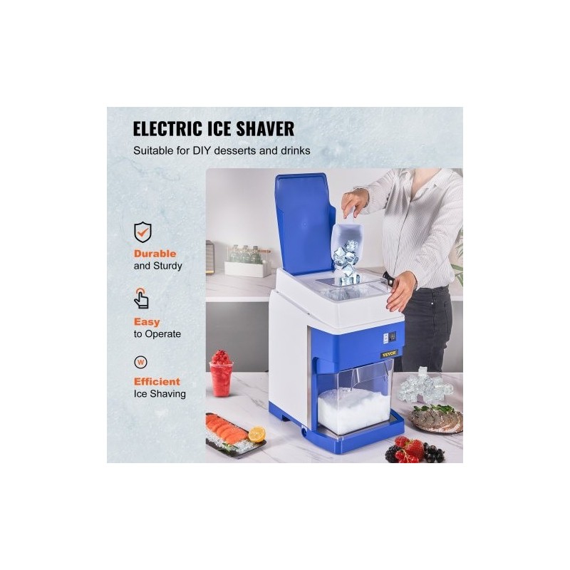 Jäämurskain sähkökäyttöinen ammattikäyttöön 120 kiloa tunnissa 650 wattia neliteräinen ruostumattomasta teräksestä