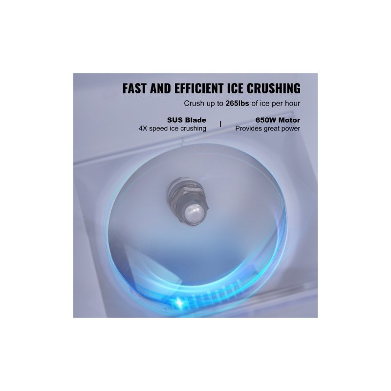 Jäämurskain sähkökäyttöinen ammattikäyttöön 120 kiloa tunnissa 650 wattia neliteräinen ruostumattomasta teräksestä