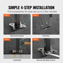 Ulkokaide taotusta raudasta säädettävä 0–5 portaalle mattamusta asennussarjalla