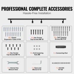Seinäkiinnitteinen portaiden käsijohde alumiiniseos 2134 mm musta 199,6 kg sisältää asennussarjan