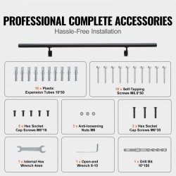Seinäkiinnitteinen alumiinikaide portaisiin alumiiniseos 1524 mm 199,6 kg kantavuus musta asennussarja