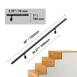Seinäkiinnitteinen alumiinikaide portaisiin alumiiniseos 1524 mm 199,6 kg kantavuus musta asennussarja