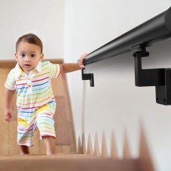 Seinäkiinnitteinen alumiinikaide portaisiin alumiiniseos 1524 mm 199,6 kg kantavuus musta asennussarja