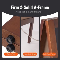 Magneettinen liitutaulu 20x40 tuumaa massiivipuinen kirjoituspinta rustiikin ruskea taitettava puurunko