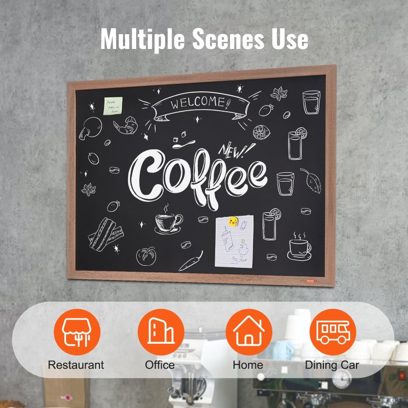 Magneettinen liitutaulu rustiikkisella ruskealla puukehyksellä 1168x889 mm