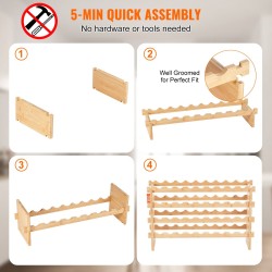 Viiniteline 2-kerroksinen luonnollinen bambu 18 pulloa vapaa seisova pinottava