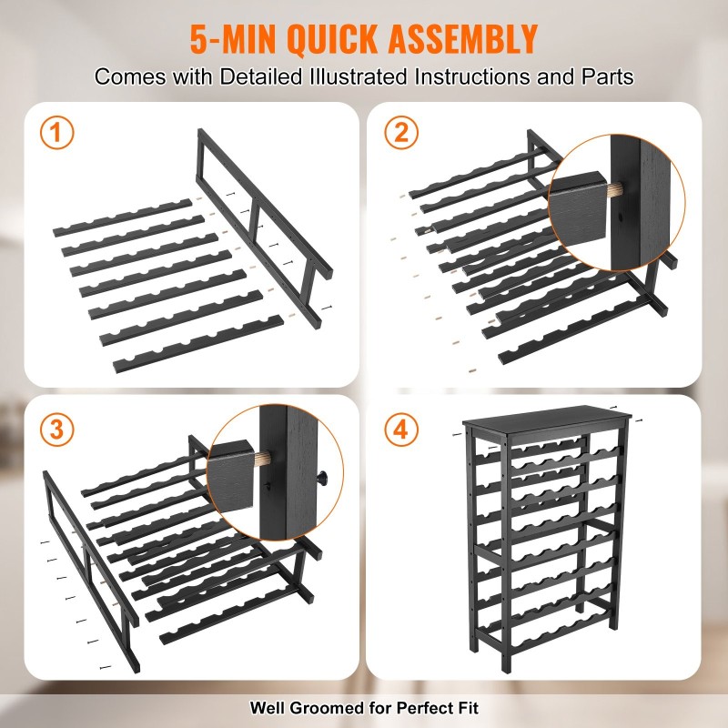 Viiniteline bambusta 7 tasoa tilaa 42 pullolle lattialle keittiöön