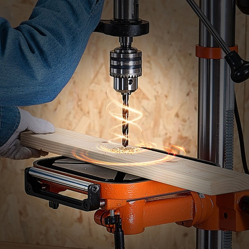 12-tuumainen penkkipylväsporakone 750 W 340–2200 kierrosta/min 0–45° työpöytä 304,8 mm kääntövara