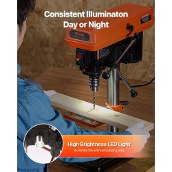 Pöytämallinen pylväsporakone 500 W induktiomoottori 5 nopeutta 0–45 asteen työpöytä LED työvalo