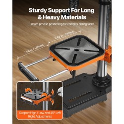 Pöytämallinen pylväsporakone 12-tuumainen 750 W kallistuvalla 0–45° työpöydällä LED-työvalolla röntgentähtäyksellä