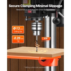 Pöytämallinen 8-tuumainen 500W 5-portainen pylväsporakone 0–45° kallistettava työpöytä puu ja metalli