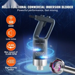 Sauvasekoitin 500W ammattikäyttöön säädettävällä nopeudella 304-ruostumattomasta teräksestä keittoihin ja smoothieihin