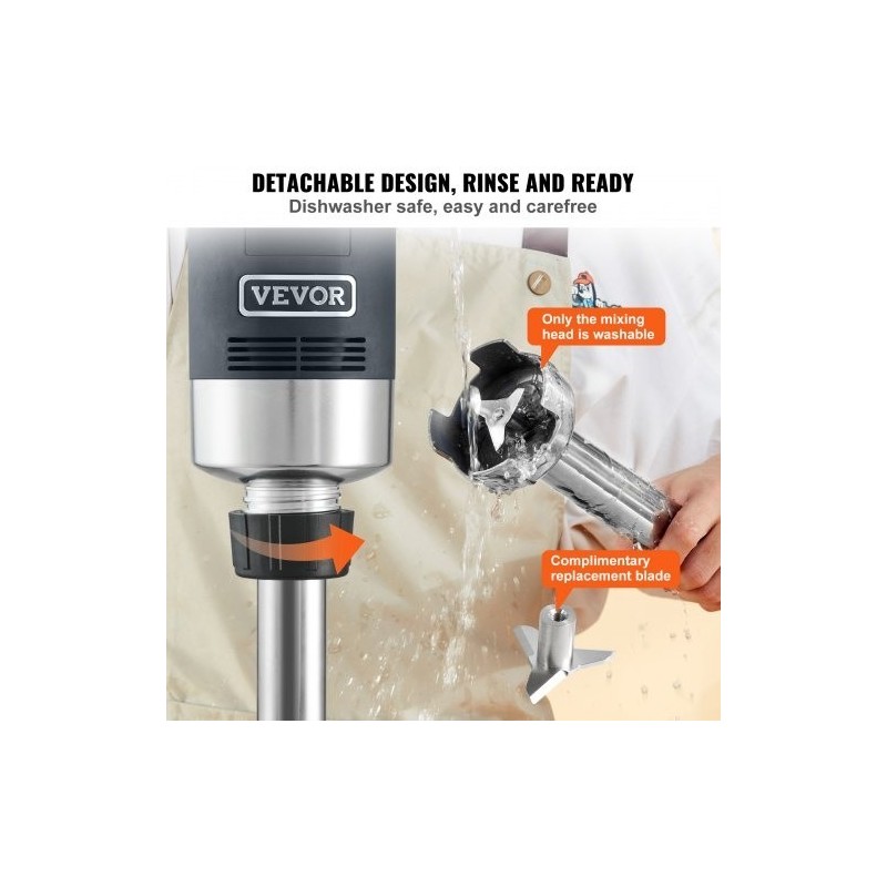 Sauvasekoitin 500W ammattikäyttöön säädettävällä nopeudella 304-ruostumattomasta teräksestä keittoihin ja smoothieihin