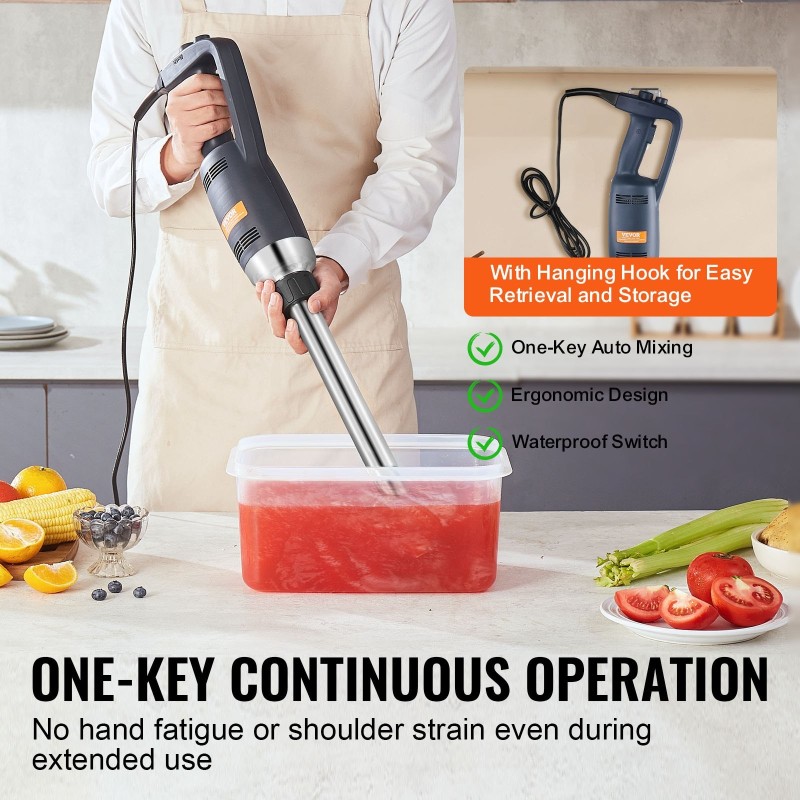 Upposekoitin ammattikäyttöön 350 watin 16 tuuman varsi portaaton nopeudensäätö ruostumaton teräs